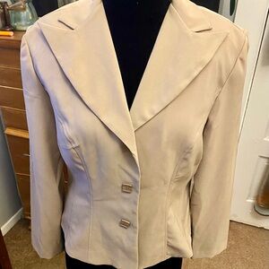 Vintage 1980s 1990s Lisa Jo Oatmeal Notch Lapel Blazer Juniors 15/16 Polyester